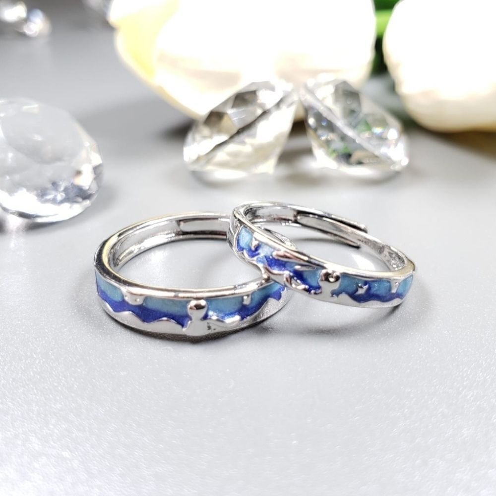 Brand New S925 Silver Blue Little Price  Couple Rings